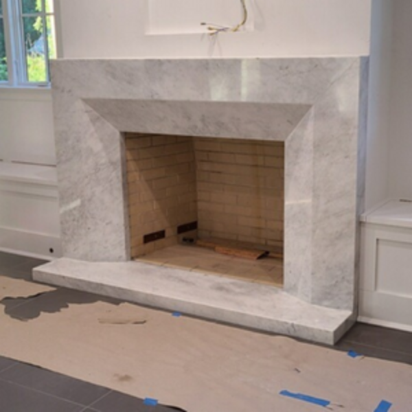 White Carrara Marble <br> Location: Scardale, NY <br> Project: Fireplace