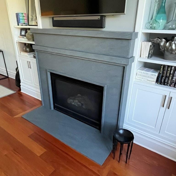 Black Vermont Granite<br> Location: Tarrytown, NY <br> Project: Fireplace