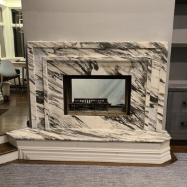 Calacata Marble <br> Location: Old Greenwich , CT <br> Project: Fireplace