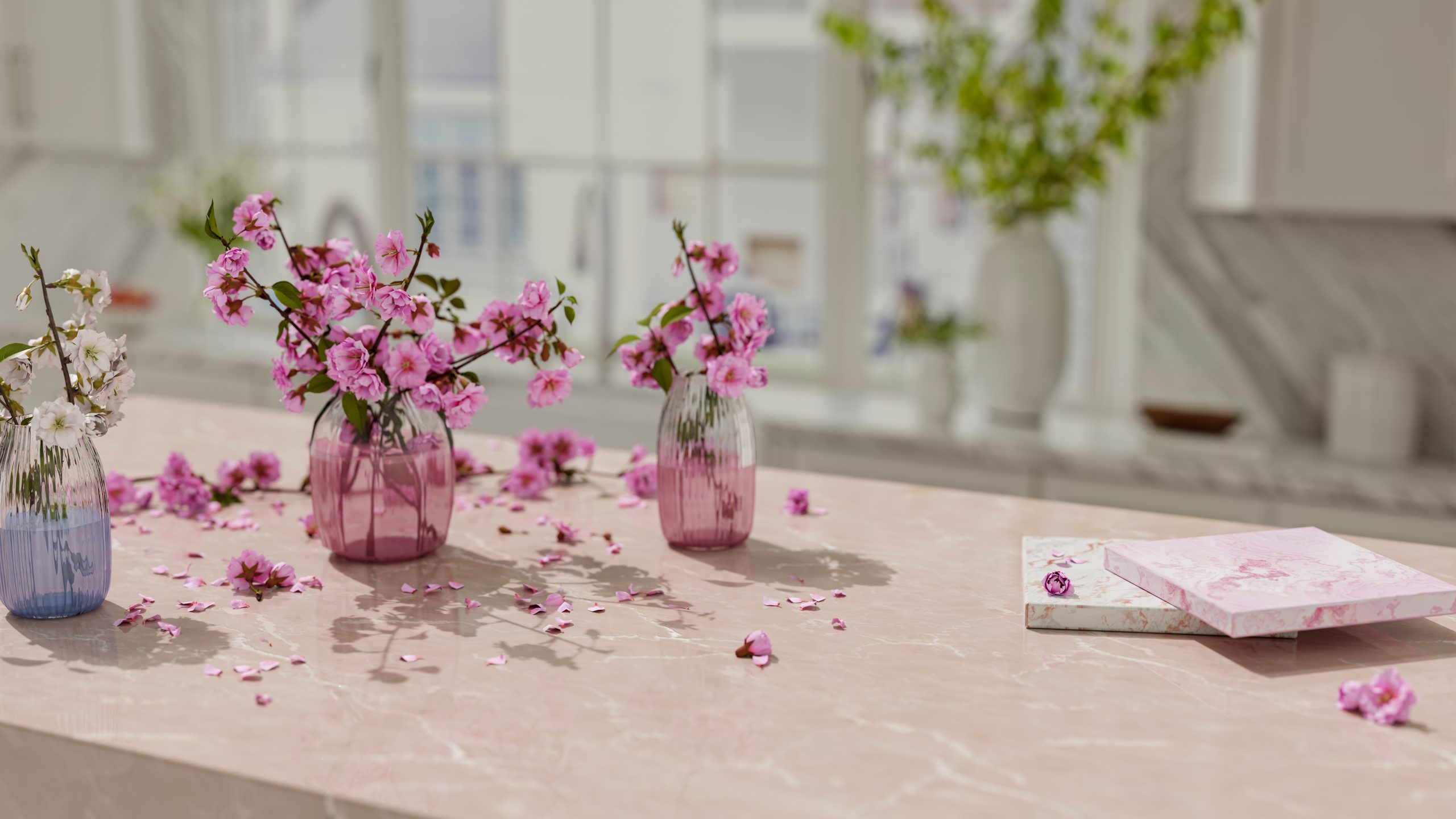 pink marble countertop