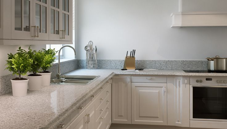 Atlantic Salt Caesarstone quartz kitchen countertops 