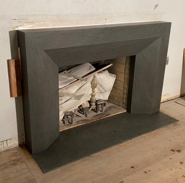 Black Vermont Granite Fireplace