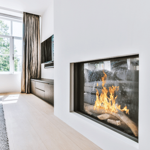 modern stone gas fireplace