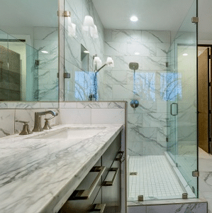 white marble countertops bathroom